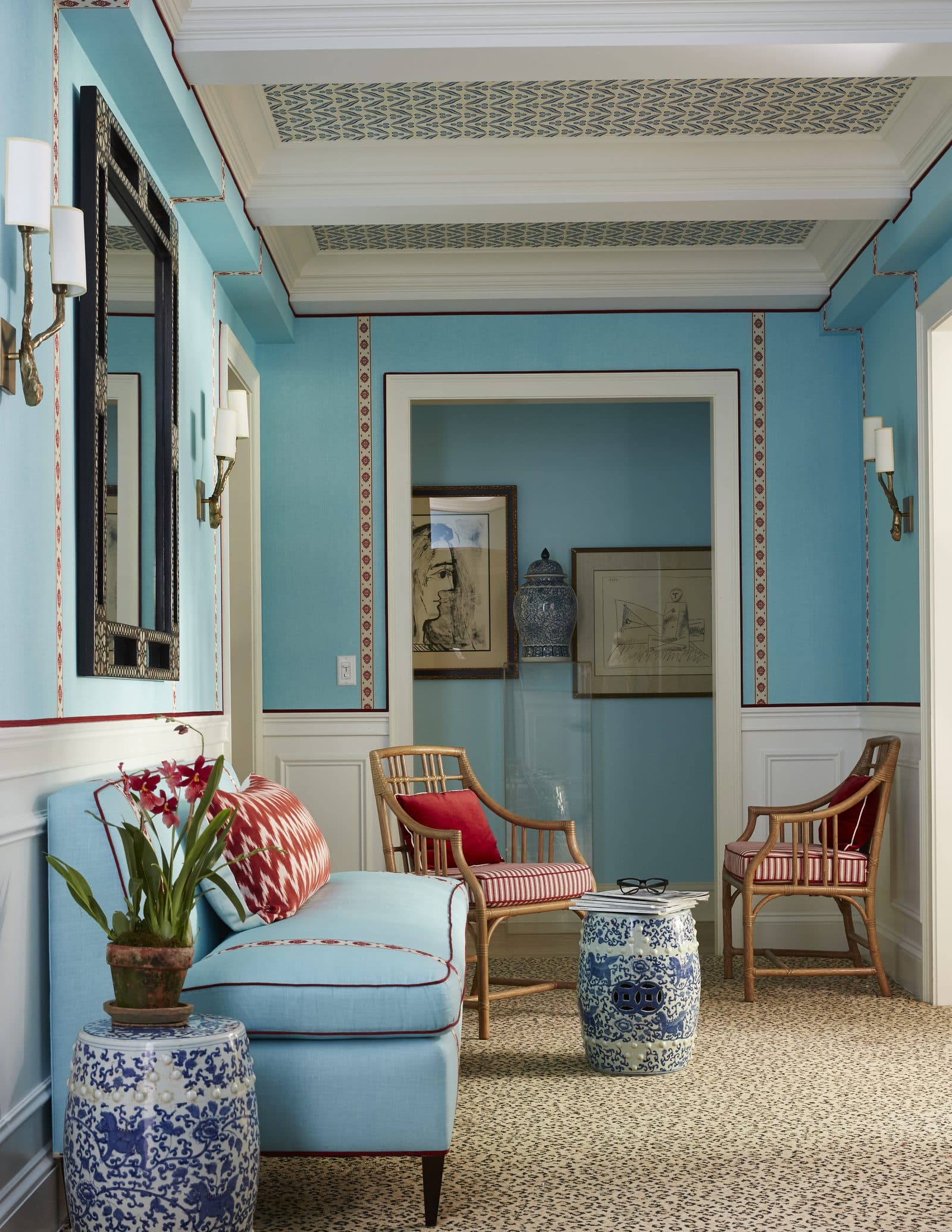 Custom upholstery and wall upholstery in a Manhattan interior by Valley Studio