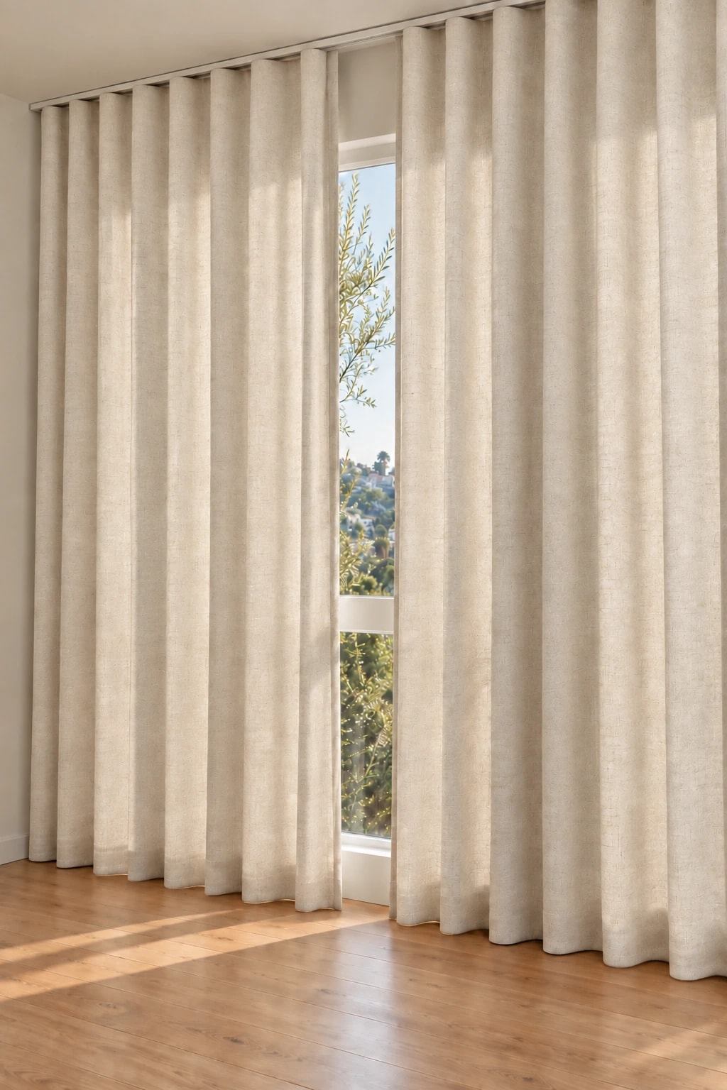 Desized Solid Linen Drapery at the window