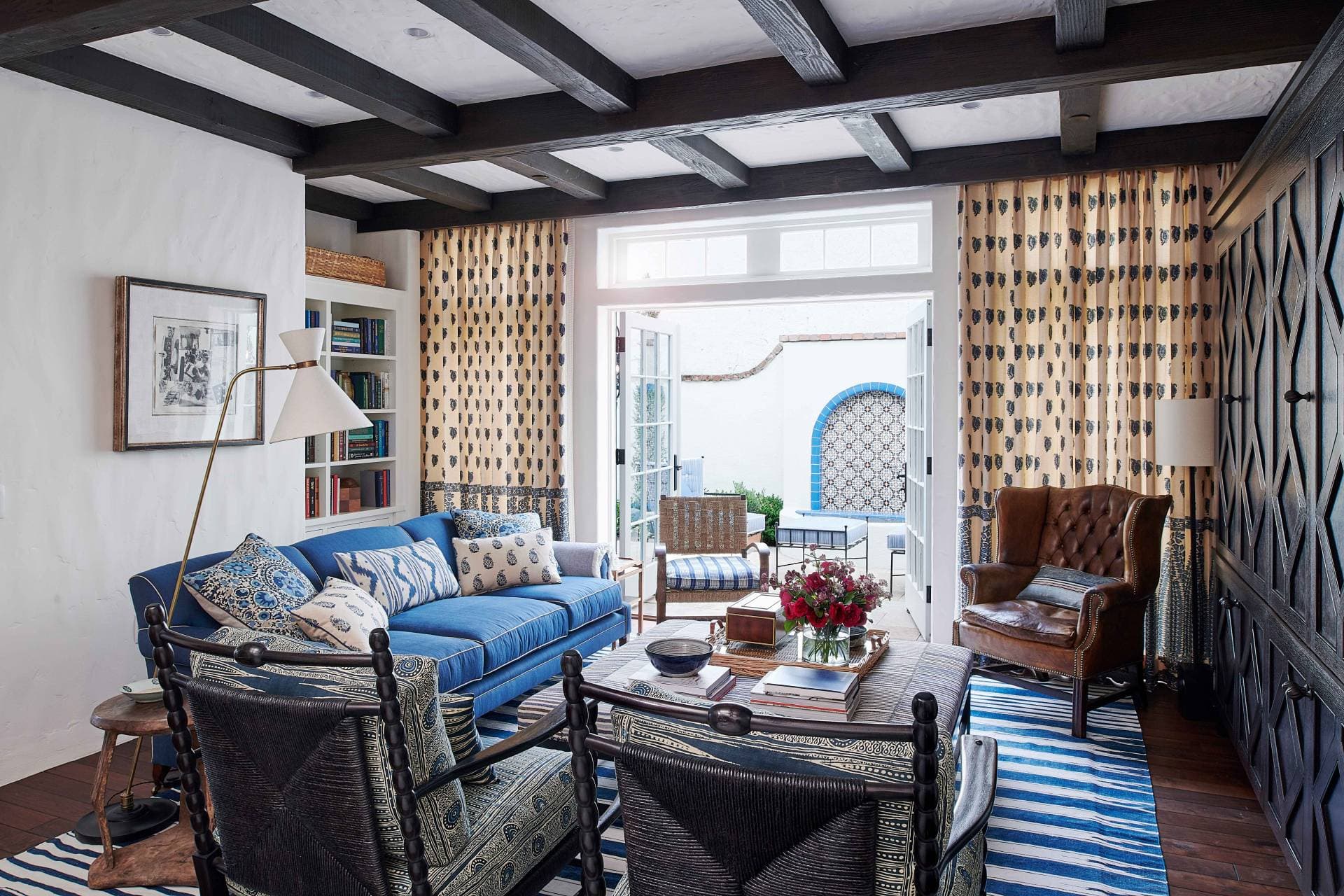Patterned Drapes in Library