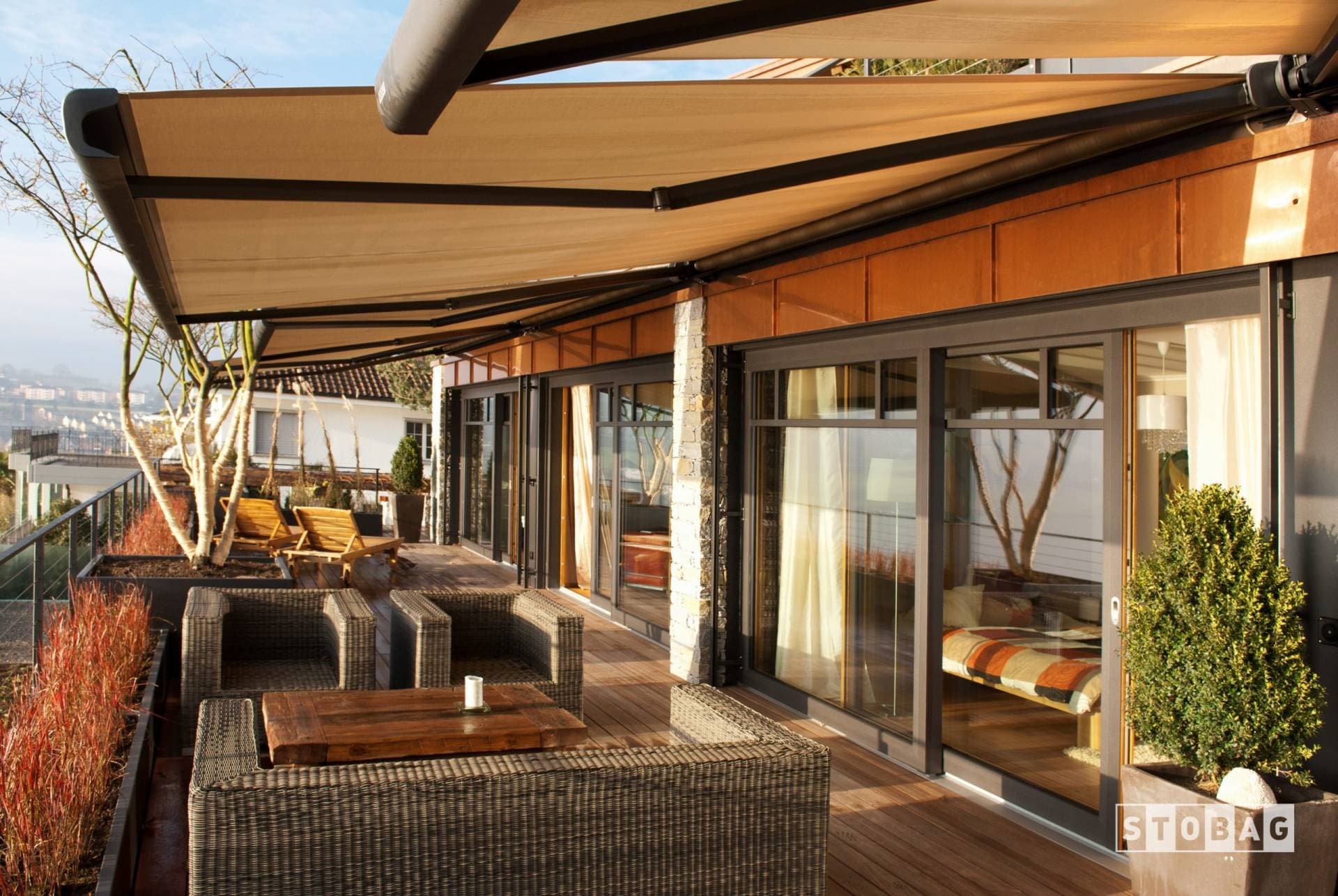 Custom motorized retractable awning